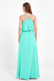 Spaghetti Straps Chiffon Bridesmaid Dress Boho Floor Length Formal Evening Dresses Gowns