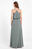 Spaghetti Straps Chiffon Bridesmaid Dress Boho Floor Length Formal Evening Dresses Gowns
