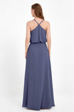 Spaghetti Straps Chiffon Bridesmaid Dress Boho Floor Length Formal Evening Dresses Gowns