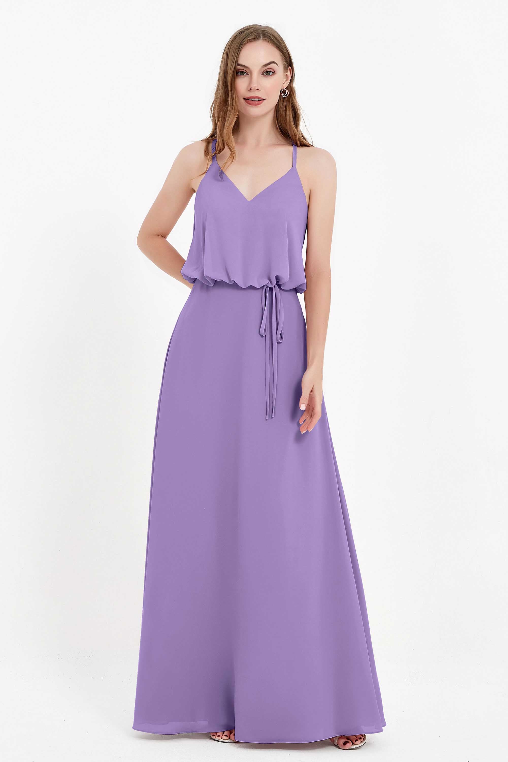 Spaghetti Straps Chiffon Bridesmaid Dress Boho Floor Length Formal Evening Dresses Gowns