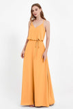 Spaghetti Straps Chiffon Bridesmaid Dress Boho Floor Length Formal Evening Dresses Gowns