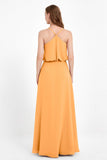 Spaghetti Straps Chiffon Bridesmaid Dress Boho Floor Length Formal Evening Dresses Gowns