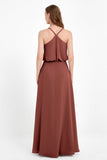 Spaghetti Straps Chiffon Bridesmaid Dress Boho Floor Length Formal Evening Dresses Gowns
