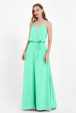 Spaghetti Straps Chiffon Bridesmaid Dress Boho Floor Length Formal Evening Dresses Gowns