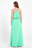 Spaghetti Straps Chiffon Bridesmaid Dress Boho Floor Length Formal Evening Dresses Gowns