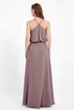 Spaghetti Straps Chiffon Bridesmaid Dress Boho Floor Length Formal Evening Dresses Gowns