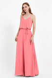 Spaghetti Straps Chiffon Bridesmaid Dress Boho Floor Length Formal Evening Dresses Gowns