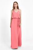 Spaghetti Straps Chiffon Bridesmaid Dress Boho Floor Length Formal Evening Dresses Gowns