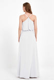 Spaghetti Straps Chiffon Bridesmaid Dress Boho Floor Length Formal Evening Dresses Gowns