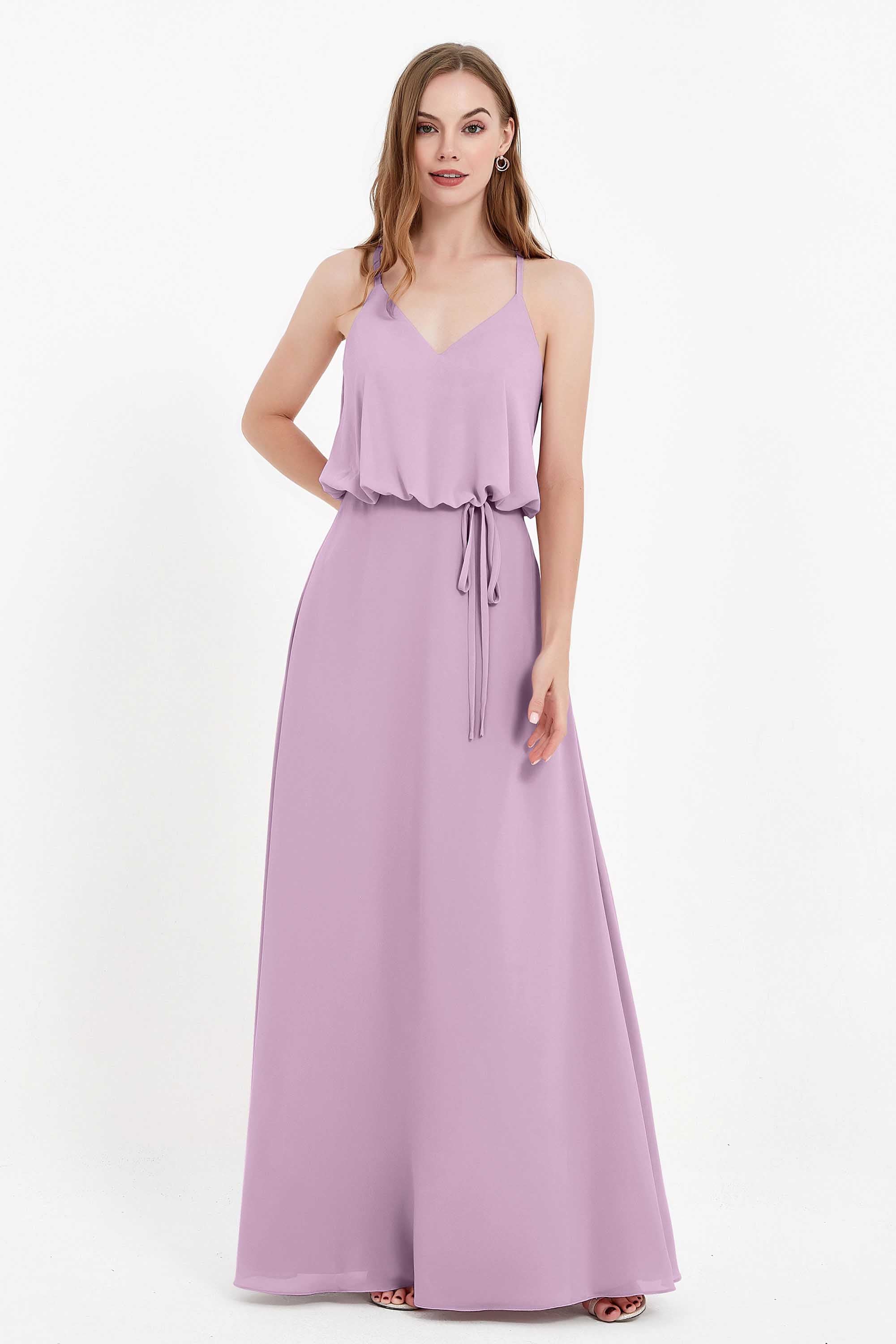 Spaghetti Straps Chiffon Bridesmaid Dress Boho Floor Length Formal Evening Dresses Gowns