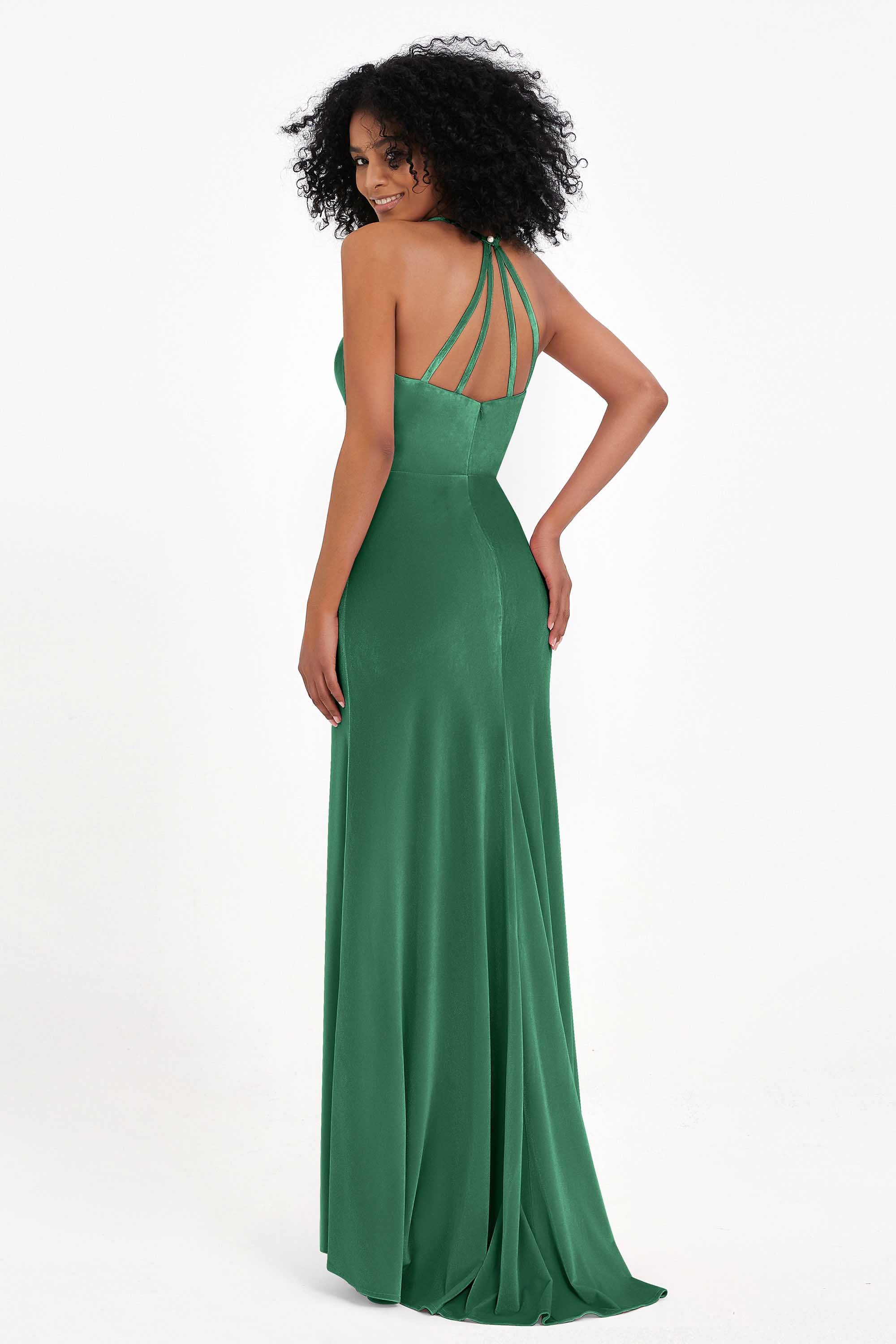 Bodycon Velvet Formal Evening Dress Sleeveless Pleated Sheath Women's Party Gowns Dresses