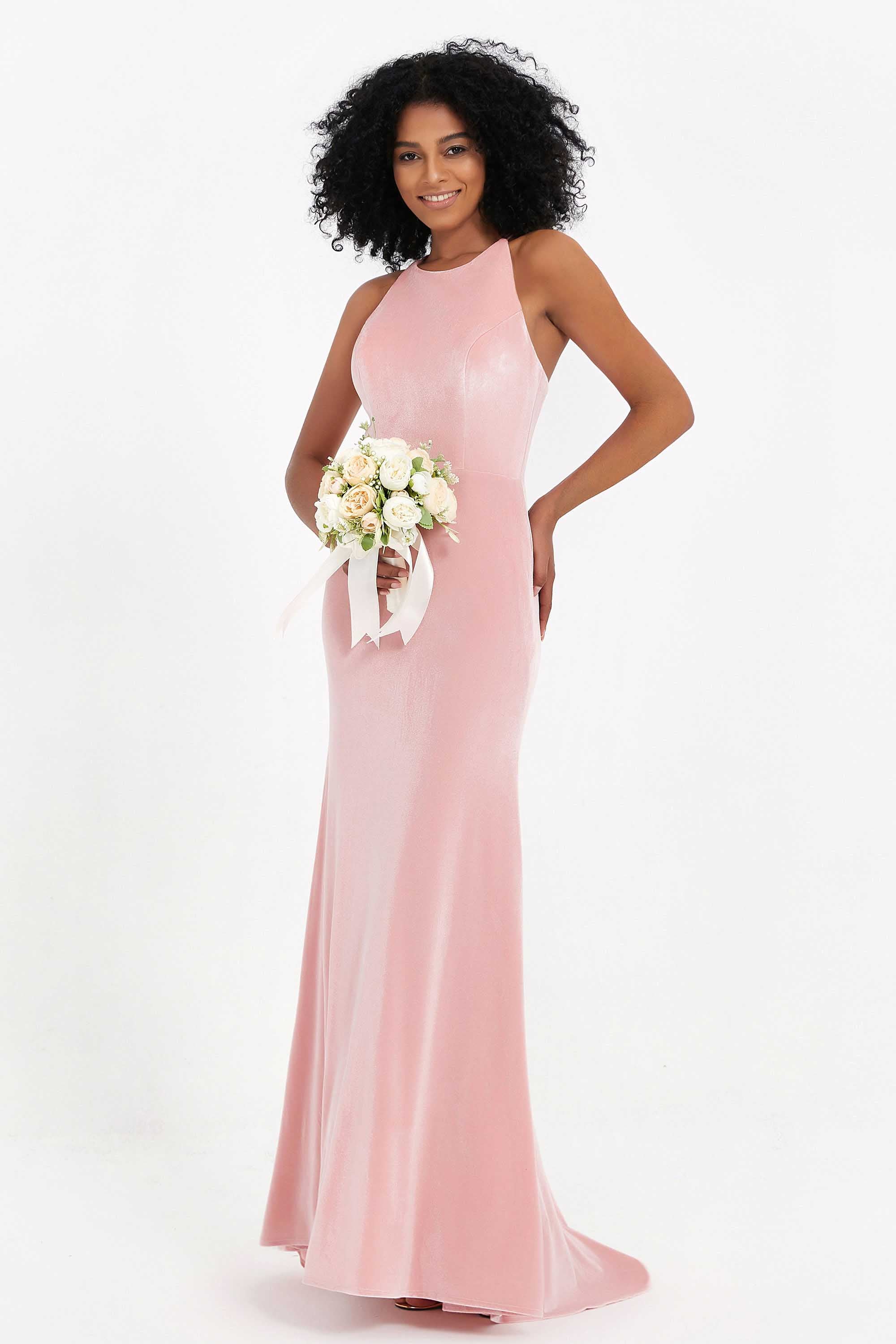 Bodycon Velvet Formal Evening Dress Sleeveless Pleated Sheath Women's Party Gowns Dresses