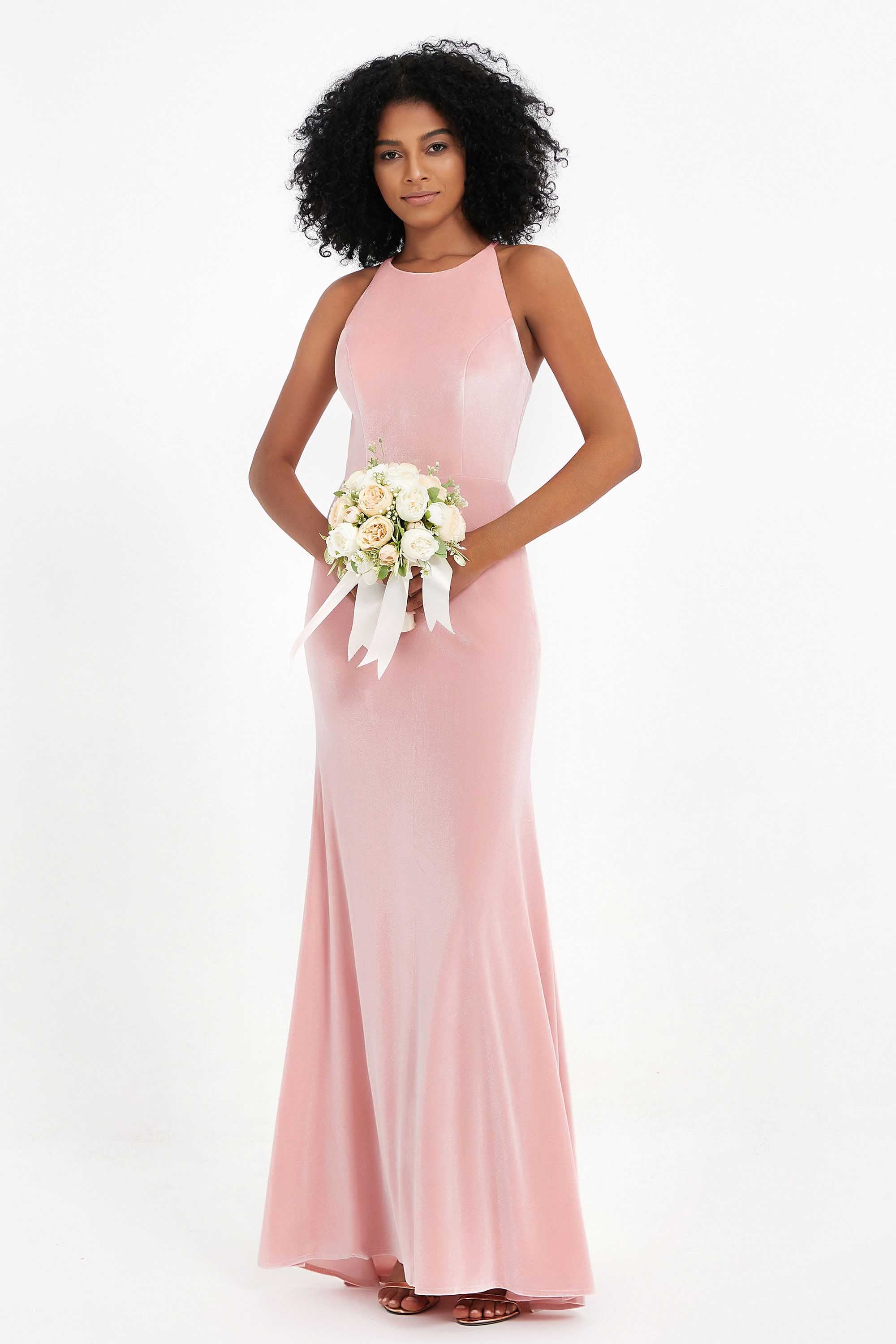 Bodycon Velvet Formal Evening Dress Sleeveless Pleated Sheath Women's Party Gowns Dresses