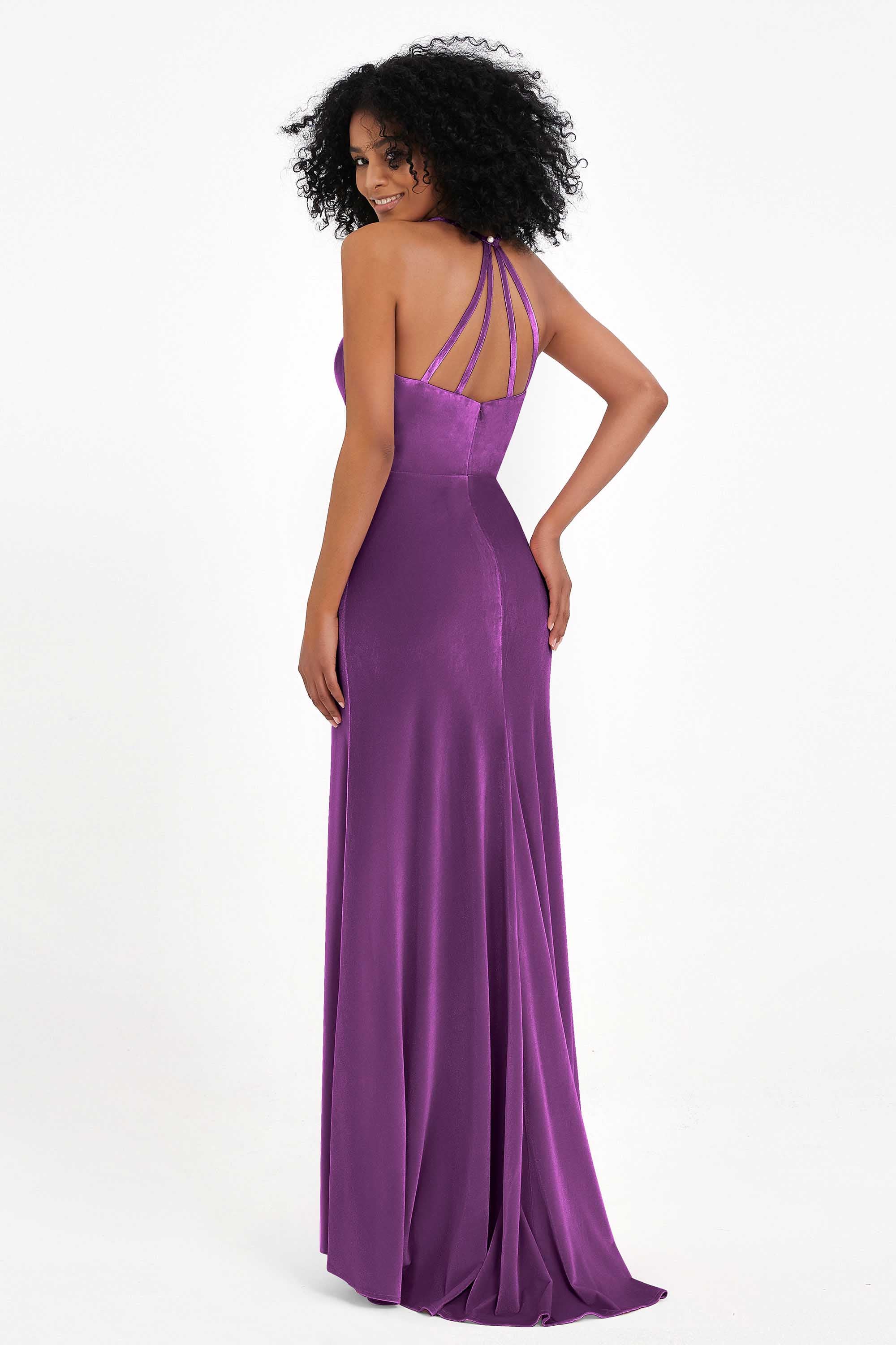Bodycon Velvet Formal Evening Dress Sleeveless Pleated Sheath Women's Party Gowns Dresses