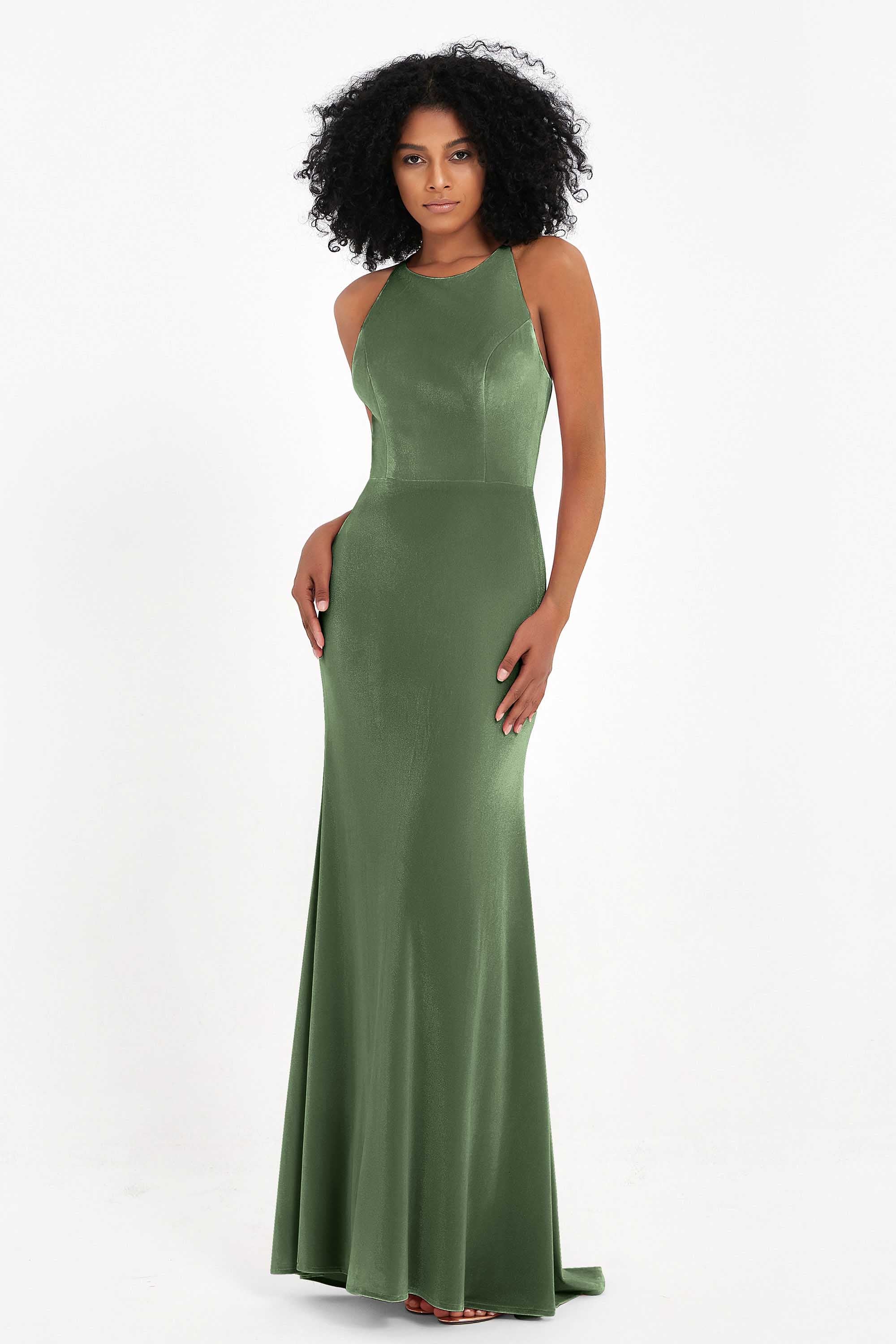 Bodycon Velvet Formal Evening Dress Sleeveless Pleated Sheath Women's Party Gowns Dresses