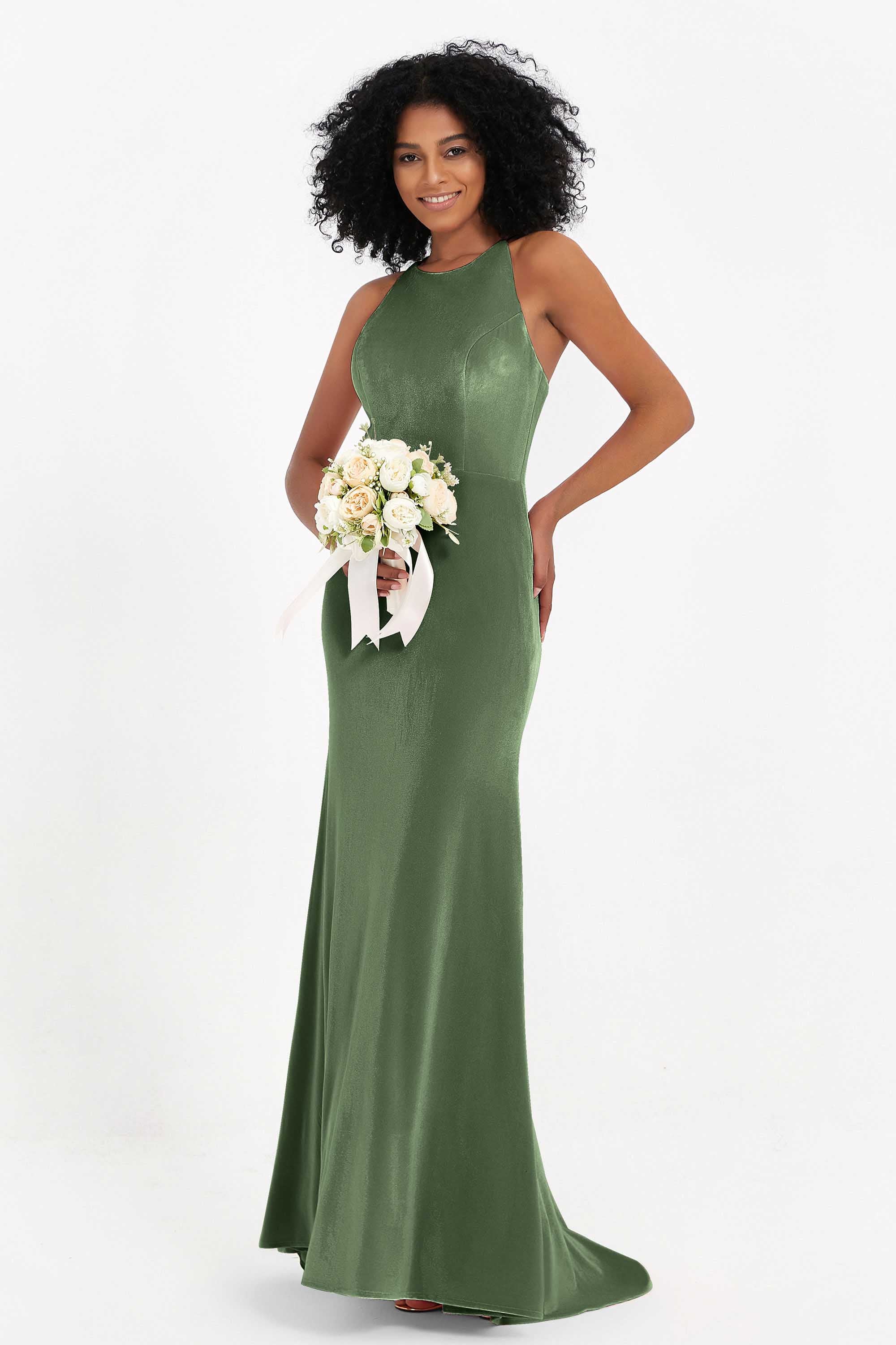 Bodycon Velvet Formal Evening Dress Sleeveless Pleated Sheath Women's Party Gowns Dresses