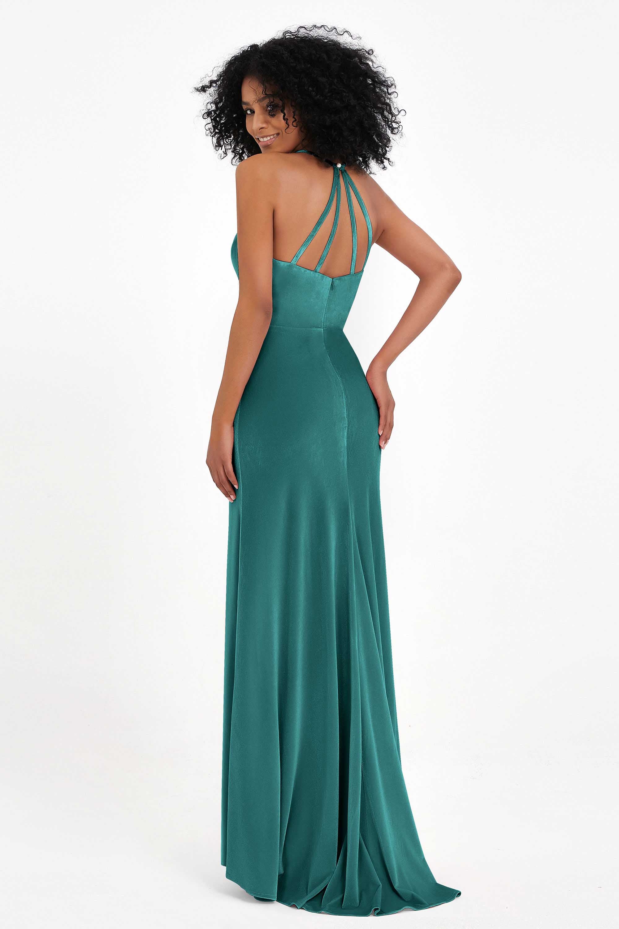 Bodycon Velvet Formal Evening Dress Sleeveless Pleated Sheath Women's Party Gowns Dresses