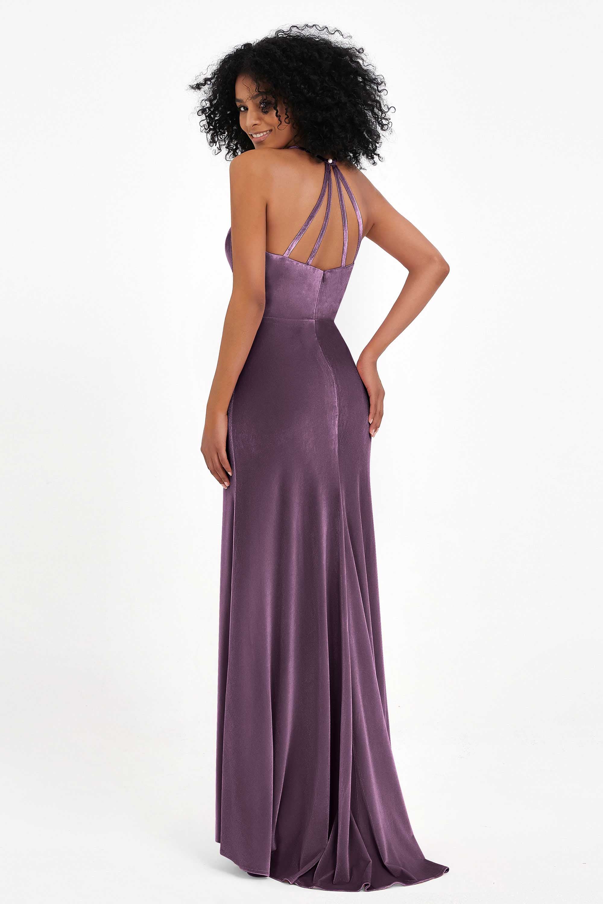 Bodycon Velvet Formal Evening Dress Sleeveless Pleated Sheath Women's Party Gowns Dresses