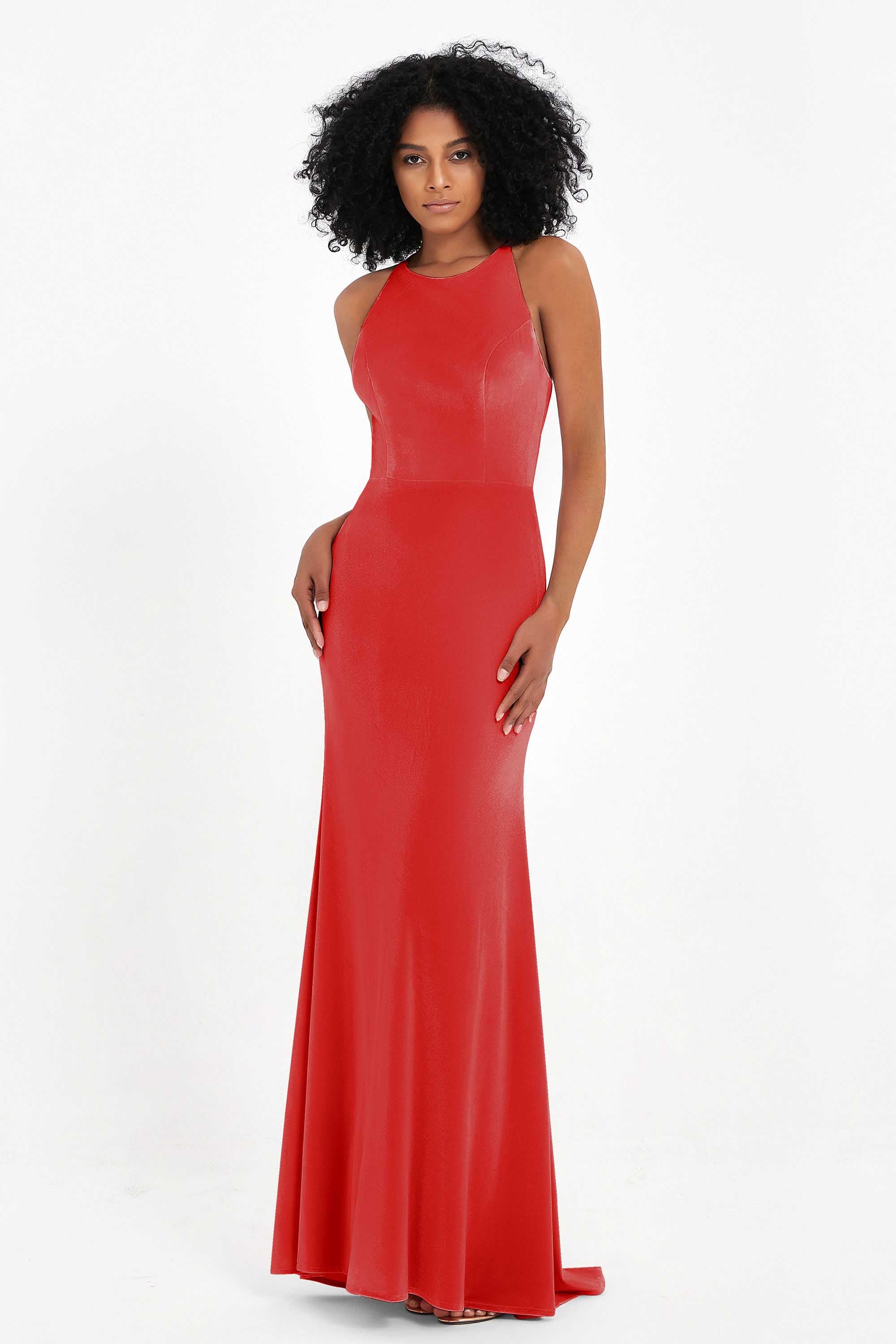 Bodycon Velvet Formal Evening Dress Sleeveless Pleated Sheath Women's Party Gowns Dresses
