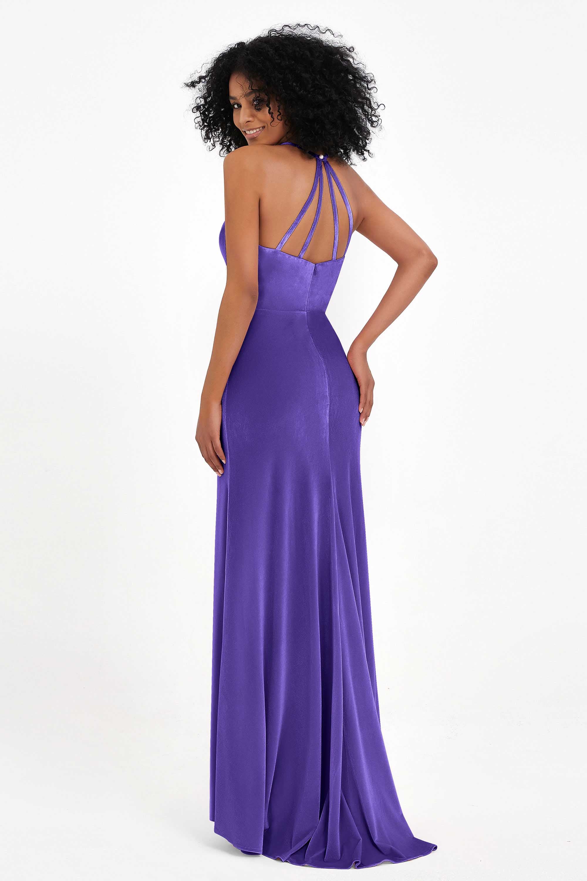 Bodycon Velvet Formal Evening Dress Sleeveless Pleated Sheath Women's Party Gowns Dresses