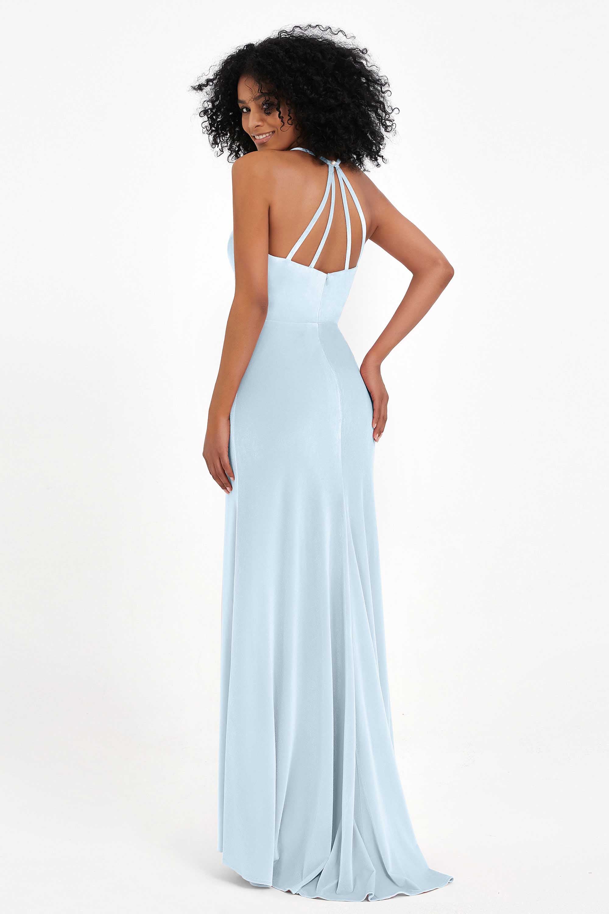 Bodycon Velvet Formal Evening Dress Sleeveless Pleated Sheath Women's Party Gowns Dresses