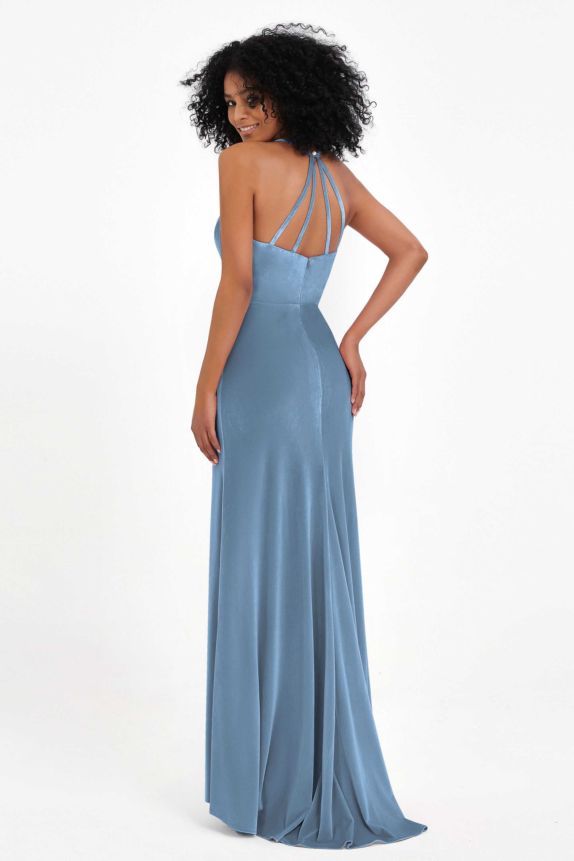 Bodycon Velvet Formal Evening Dress Sleeveless Pleated Sheath Women's Party Gowns Dresses
