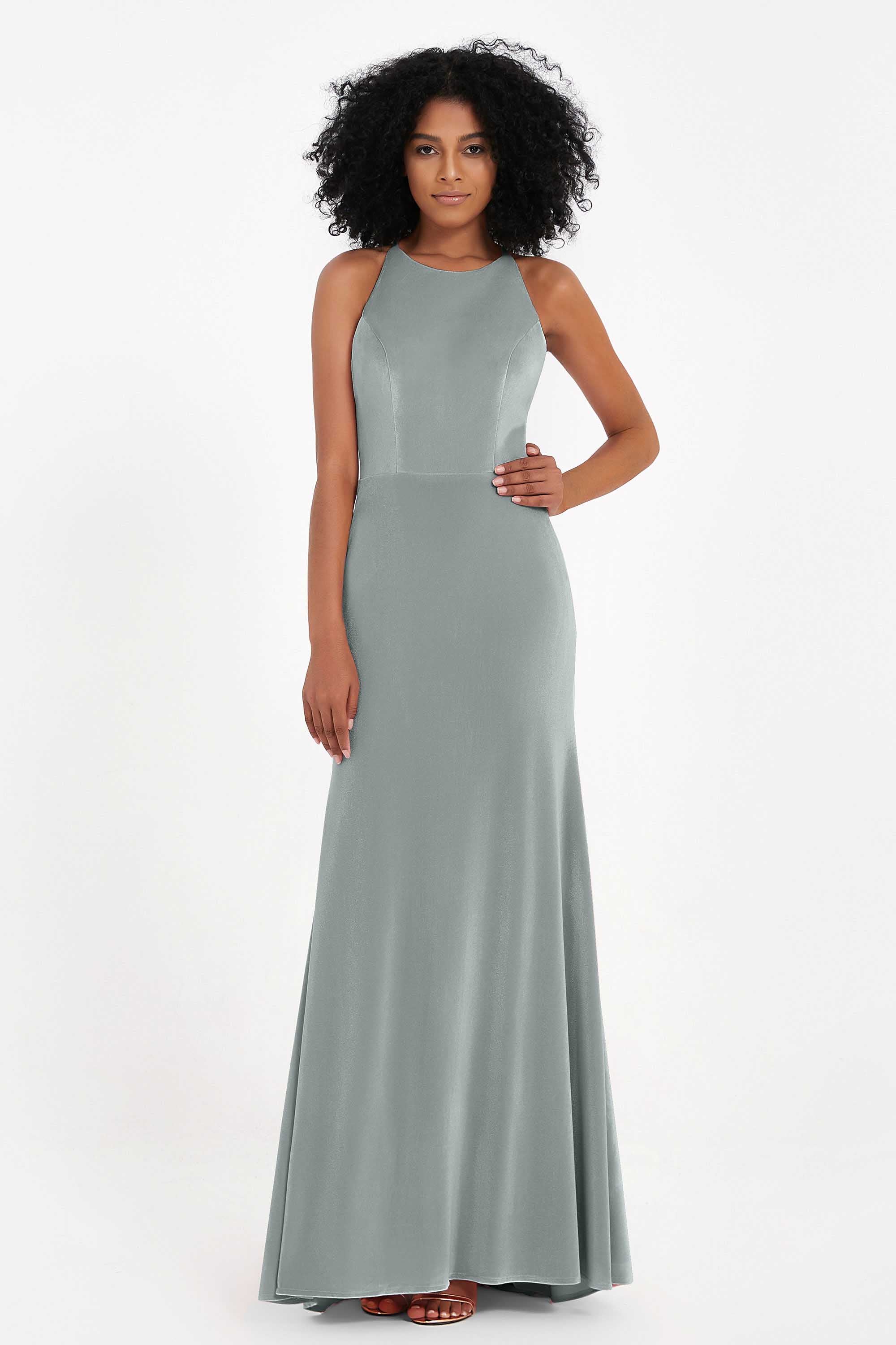Bodycon Velvet Formal Evening Dress Sleeveless Pleated Sheath Women's Party Gowns Dresses