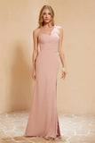 Chiffon Bridesmaid Dress Floor Length Sweetheart Formal Evening Dresses Gowns with Slit