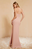 Chiffon Bridesmaid Dress Floor Length Sweetheart Formal Evening Dresses Gowns with Slit