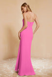 Chiffon Bridesmaid Dress Floor Length Sweetheart Formal Evening Dresses Gowns with Slit