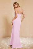 Chiffon Bridesmaid Dress Floor Length Sweetheart Formal Evening Dresses Gowns with Slit