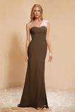 Chiffon Bridesmaid Dress Floor Length Sweetheart Formal Evening Dresses Gowns with Slit