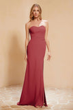 Chiffon Bridesmaid Dress Floor Length Sweetheart Formal Evening Dresses Gowns with Slit