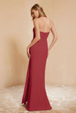 Chiffon Bridesmaid Dress Floor Length Sweetheart Formal Evening Dresses Gowns with Slit