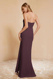 Chiffon Bridesmaid Dress Floor Length Sweetheart Formal Evening Dresses Gowns with Slit