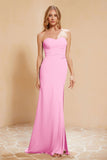 Chiffon Bridesmaid Dress Floor Length Sweetheart Formal Evening Dresses Gowns with Slit