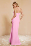 Chiffon Bridesmaid Dress Floor Length Sweetheart Formal Evening Dresses Gowns with Slit
