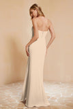Chiffon Bridesmaid Dress Floor Length Sweetheart Formal Evening Dresses Gowns with Slit
