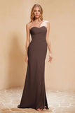 Chiffon Bridesmaid Dress Floor Length Sweetheart Formal Evening Dresses Gowns with Slit