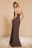 Chiffon Bridesmaid Dress Floor Length Sweetheart Formal Evening Dresses Gowns with Slit