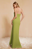 Chiffon Bridesmaid Dress Floor Length Sweetheart Formal Evening Dresses Gowns with Slit