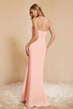Chiffon Bridesmaid Dress Floor Length Sweetheart Formal Evening Dresses Gowns with Slit