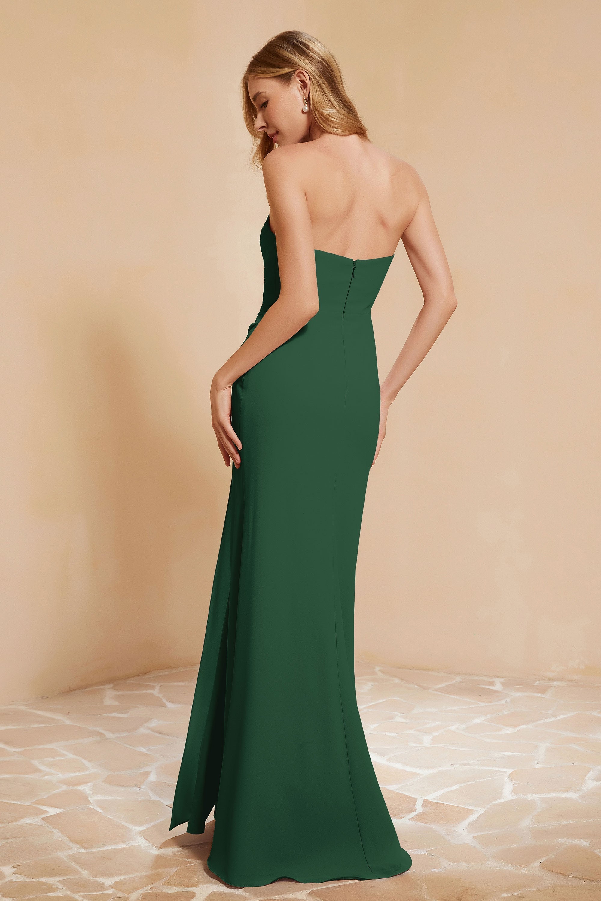 Chiffon Bridesmaid Dress Floor Length Sweetheart Formal Evening Dresses Gowns with Slit