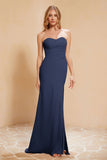 Chiffon Bridesmaid Dress Floor Length Sweetheart Formal Evening Dresses Gowns with Slit
