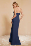 Chiffon Bridesmaid Dress Floor Length Sweetheart Formal Evening Dresses Gowns with Slit