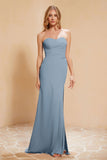 Chiffon Bridesmaid Dress Floor Length Sweetheart Formal Evening Dresses Gowns with Slit