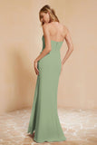 Chiffon Bridesmaid Dress Floor Length Sweetheart Formal Evening Dresses Gowns with Slit