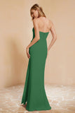 Chiffon Bridesmaid Dress Floor Length Sweetheart Formal Evening Dresses Gowns with Slit