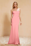 Chiffon Bridesmaid Dress Floor Length Sweetheart Formal Evening Dresses Gowns with Slit