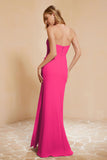 Chiffon Bridesmaid Dress Floor Length Sweetheart Formal Evening Dresses Gowns with Slit